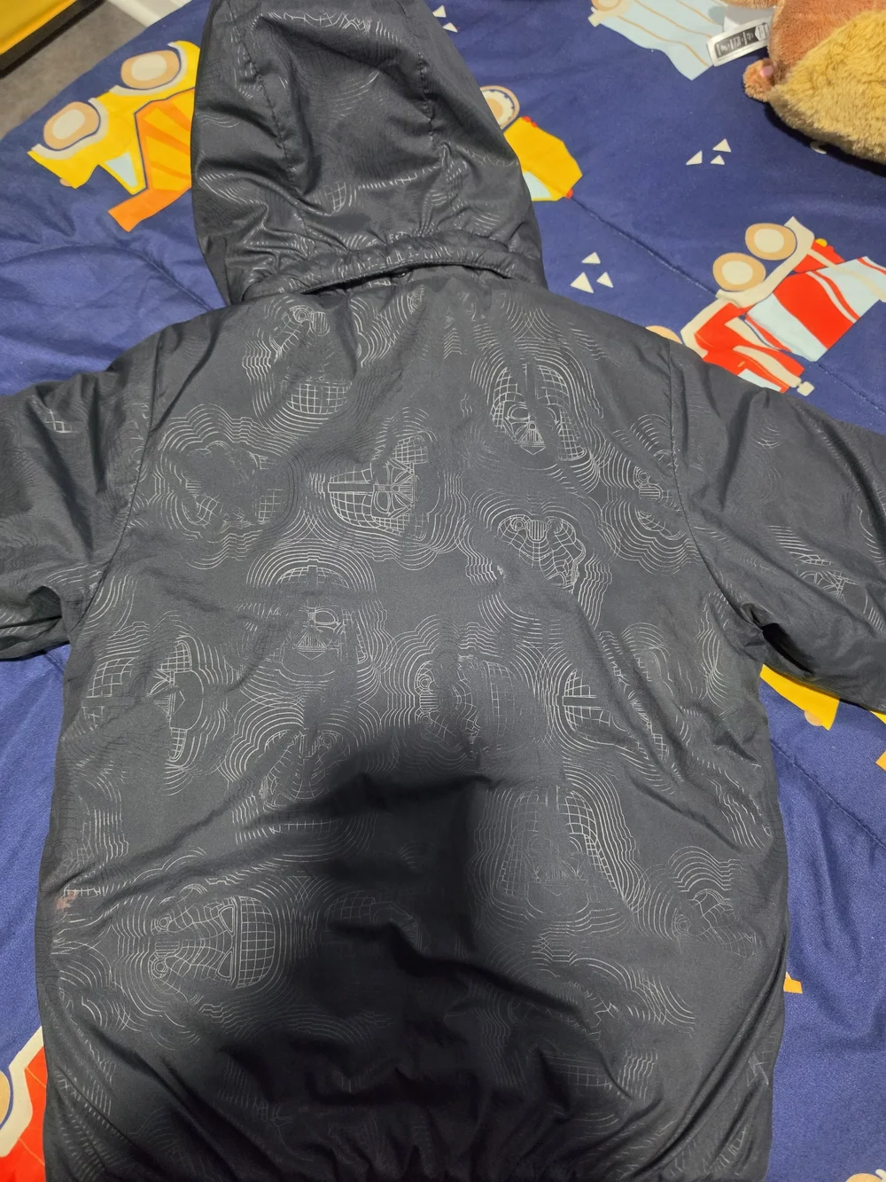 adidas Black Hooded Puffer Jacket with Red Accents